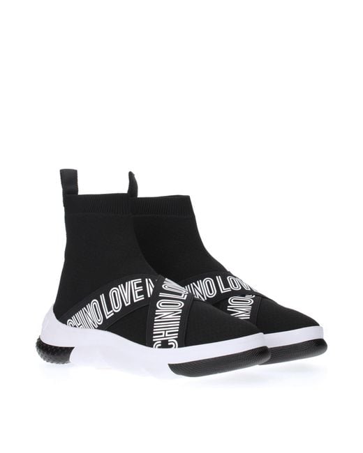 Love Moschino Black Sneakers Donna Tessuto Nero/Bianco