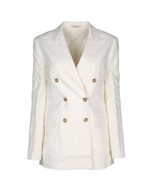 Calvin Klein White Relaxed Linen Db Breasted Blazer