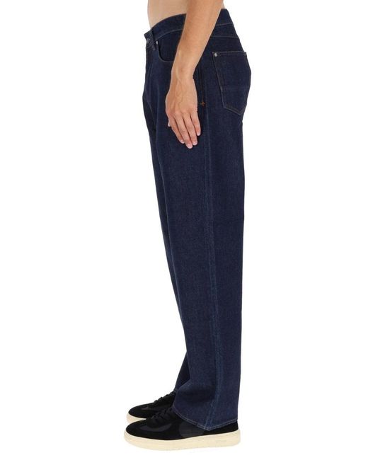 Stone Island Blue Denim Trousers With Wide-Leg Fit for men