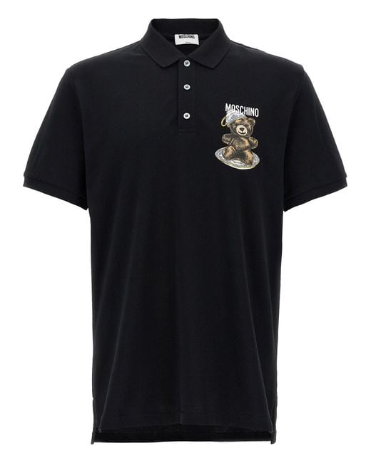 Moschino Black Piqué Cotton Polo Shirt for men