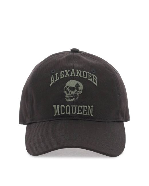 Alexander McQueen Varsity Skull Baseball Cap in het Black voor heren