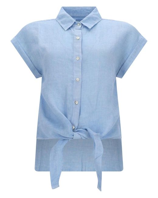 120% Lino Blue 100% Linen Mini Shirt