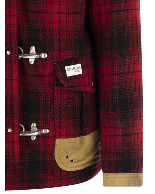 Fay Red 4 Hooks Wool Jacket With Hooks for men