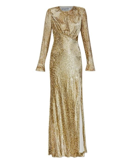 Self-Portrait Metallic Fil Coup Maxi Dress