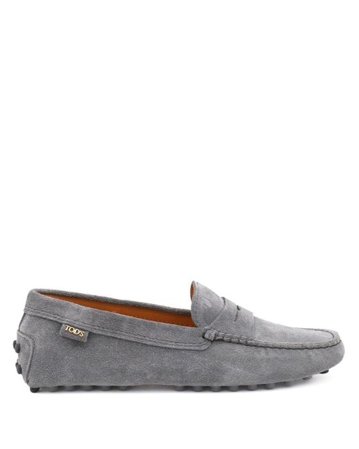 Tod's Gray Gommino Suede Leather Loafers for men