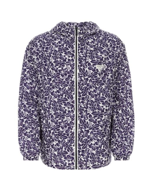 Prada Blue Printed Re-Nylon Windbreaker