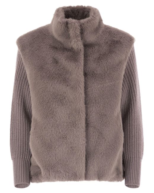 Herno Brown Kunstpelzjacke
