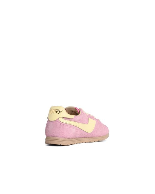 Autry Pink 'Windspin Low' Suede Blend Sneakers