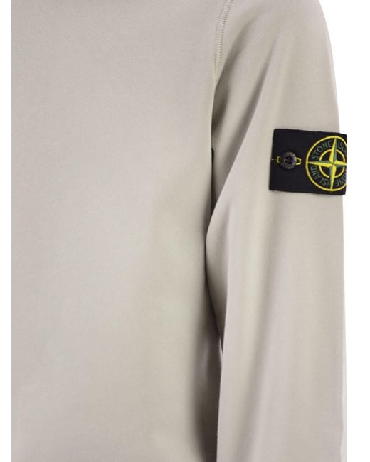 Stone Island Gray Regular Fit Crew Neck Sweatshirt With Raglan Sleeves for men