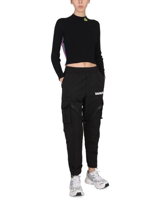 Barrow Black Top With Logo And Colored Bands