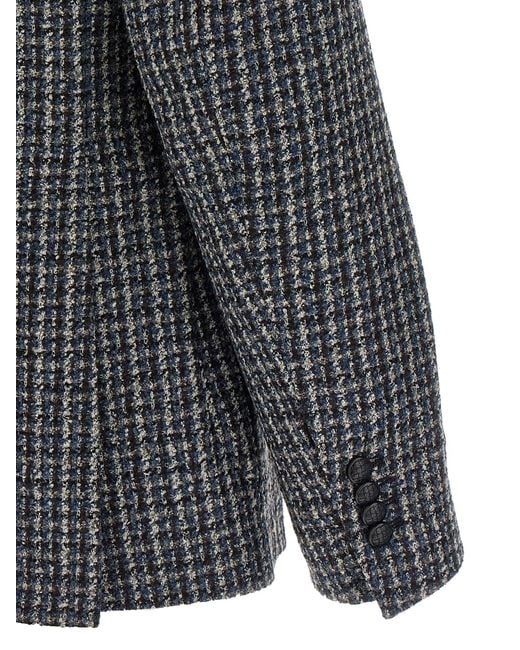 Tagliatore Gray Wool Tweed Blazer With Peak Lapels for men