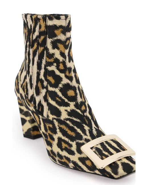 Roger Vivier Brown Leopard Jacquard 'Belle Vivier' Chelsea Boots