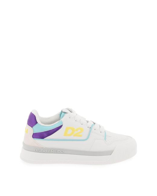 DSquared² White Glattes Leder New Jersey Sneakers in 9