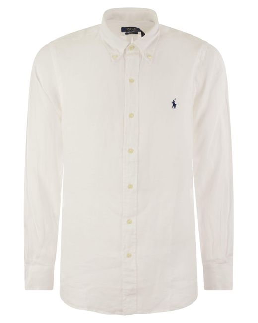 Polo Ralph Lauren White Custom Fit Leinenhemd