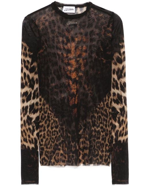 Jean Paul Gaultier Black Leopard Print Top