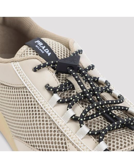 Prada Natural Lace-Up Modern Sneaker