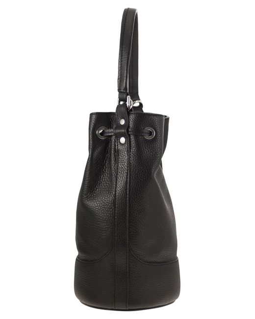 Zanellato Black Monda' Leather Bucket Bag