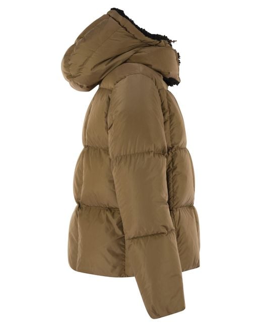 Moncler Castelnou Short Down Jacket Met Kap En Vierkant Quilten in het Green