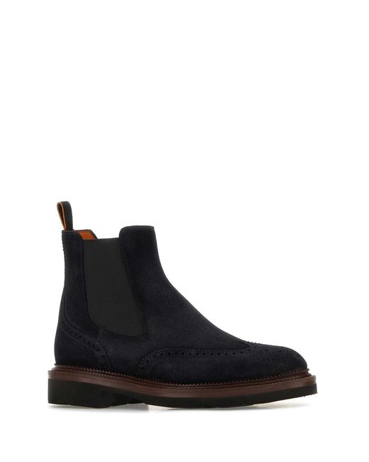 Santoni Black Midnight Suede Kalama Ankle Boots for men