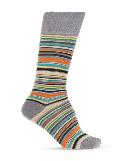 Paul Smith Signature Stripe Socks 6 Pack in het Black
