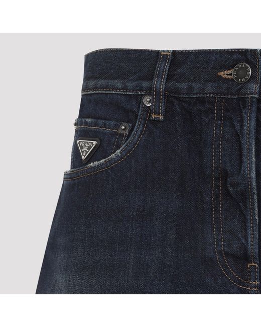 Prada Denimshort in het Blue