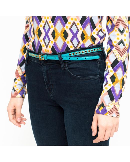 Prada Blue Skinny Eyelet Belt