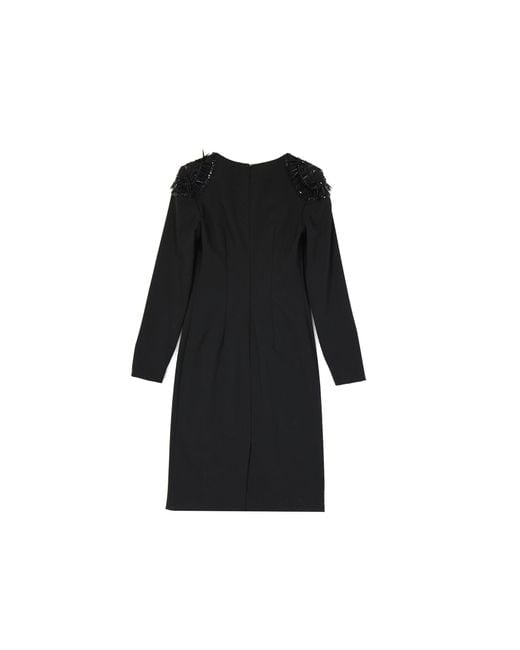 Alberta Ferretti Black Knee-Length Wool Blend Dress