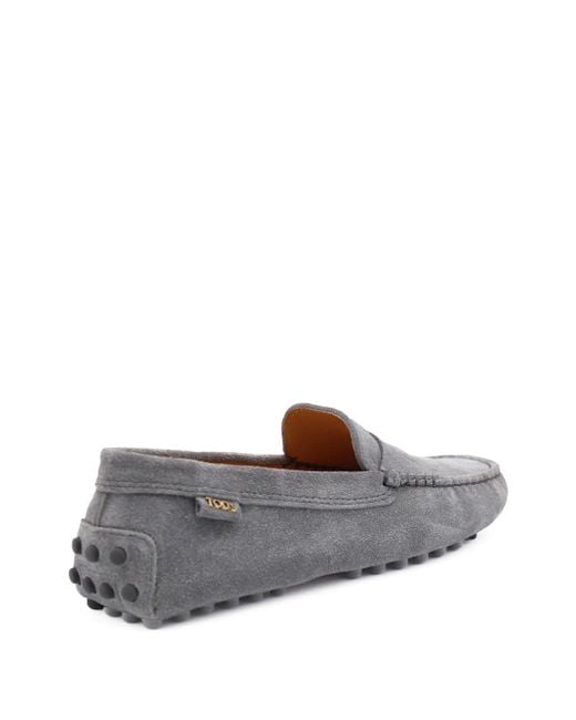 Tod's Gray Gommino Suede Leather Loafers for men
