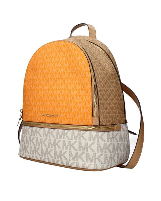 Michael Kors Orange Rhea Fabric Tote Bags And Pouches