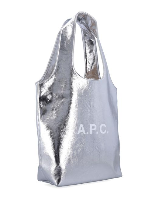 A.P.C. White Ninon Metallised Small Tote