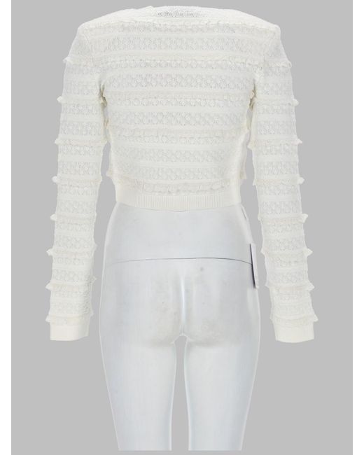 Self-Portrait White Elegant Viscose Blend Sweater