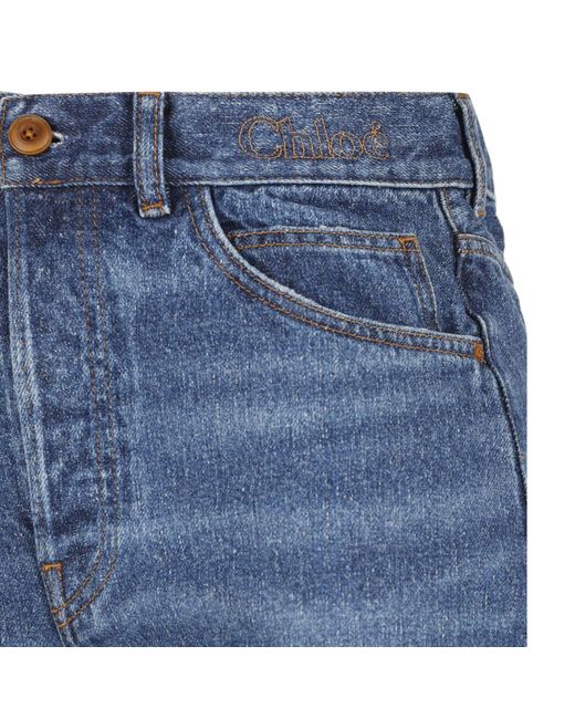 Chloé Blue Cotton Denim Flared Jeans