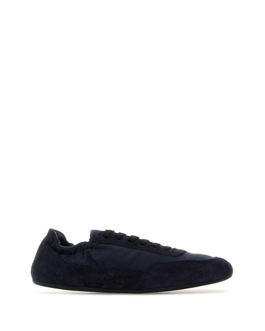 Prada Blue Re-Nylon And Suede Collapse Sneakers