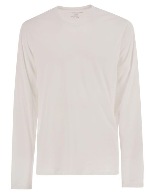 Majestic White Long Sleeved Crew Neck T Shirt