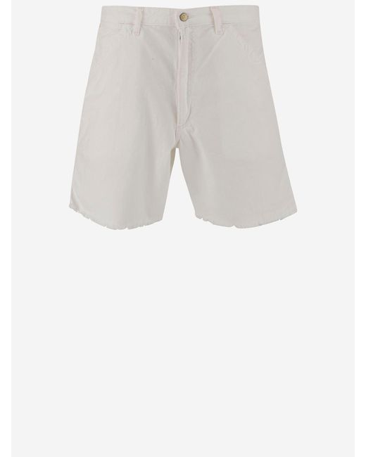 Polo Ralph Lauren White Cotton Short Pants With Frayed Edges for men