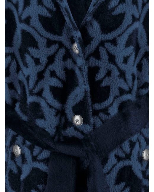 Pinko Blue Nylon Coat With Love Birds Motif