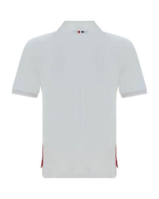 Thom Browne White Patch Pocket Polo Shirt for men
