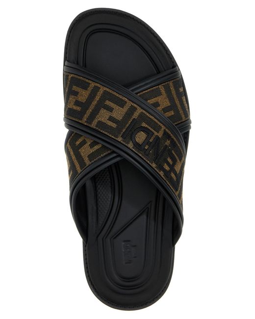 Fendi Slippers Met Ff-Jacquard in het Black voor heren