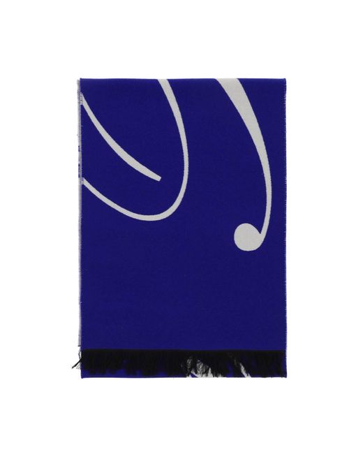 Écharpe du logo en soie et laine Burberry en coloris Blue