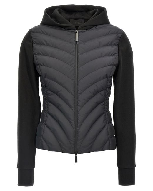 Felpa Imbottita Con Trapuntatura Diagonale, Cappuccio E Zip, Donna, Taglia di Moncler in Black