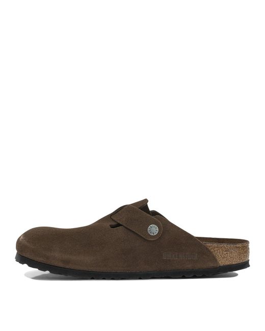 Birkenstock Brown Boston Suede Leather Rubber Sandals