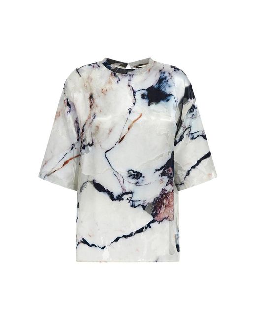 Marble Print T-Shirt Roberto Cavalli de color Gray