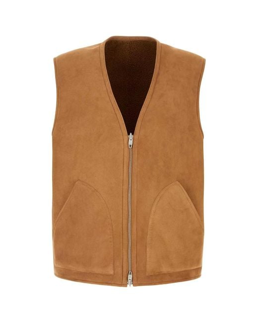 Umit Benan Brown Shearling Vest for men