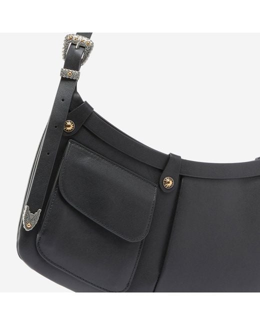 Pinko Black Shoulder Bag Pocket Body Leather