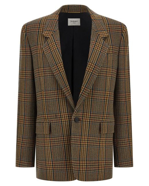 Prince Of Wales Blazer Blazers-Donna di Saint Laurent in Green