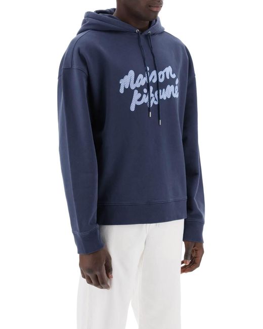 Maison Kitsuné Kapuzen -Sweatshirt mit gesticktem Logo in Blue für Herren