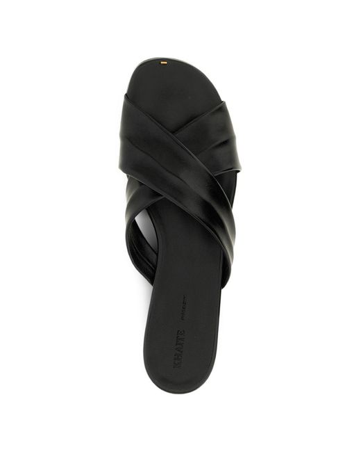 Khaite Black Liria Leather Flat Sandals
