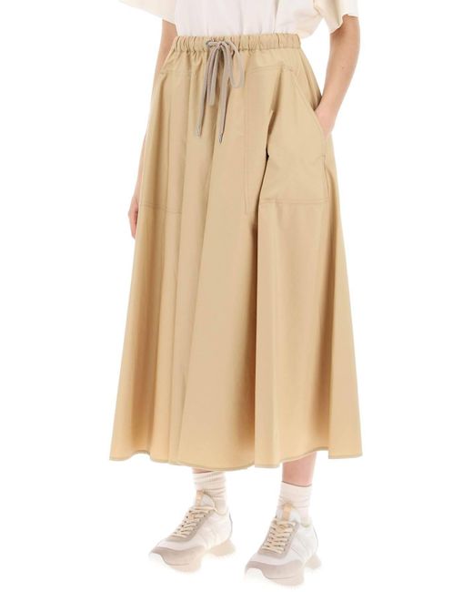 Moncler Natural Midi Poplin Skirt In