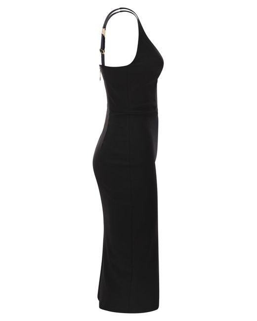Vestido de vaina de crepe de Stretch con cremallera Elisabetta Franchi de color Black