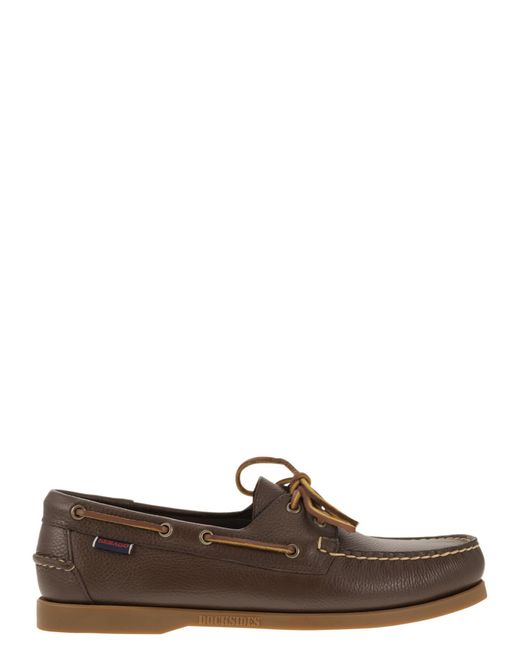 Sebago Brown Portland Moccasin With Grained Leather